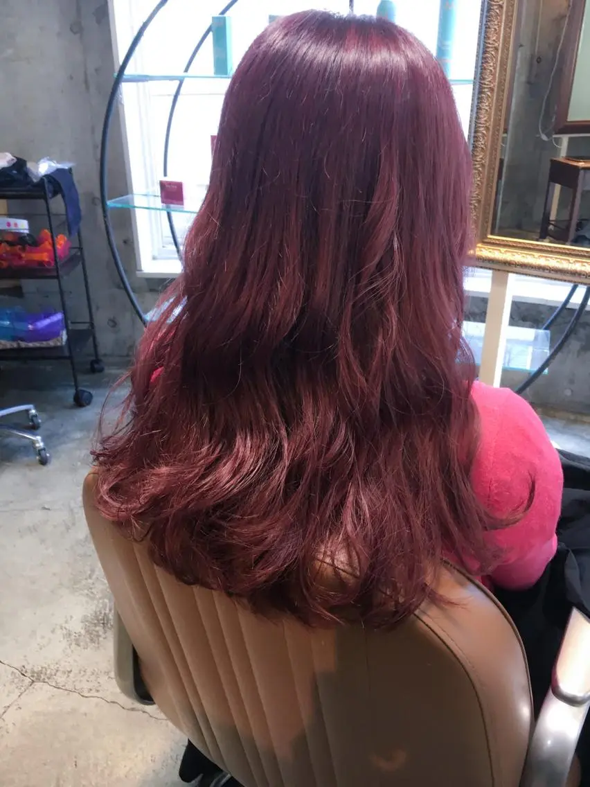 ロング カラー ダブルカラー ラベンダーカラー ピンクカラー ピンクラベンダー トリートメント 北條 優輝のヘアスタイル