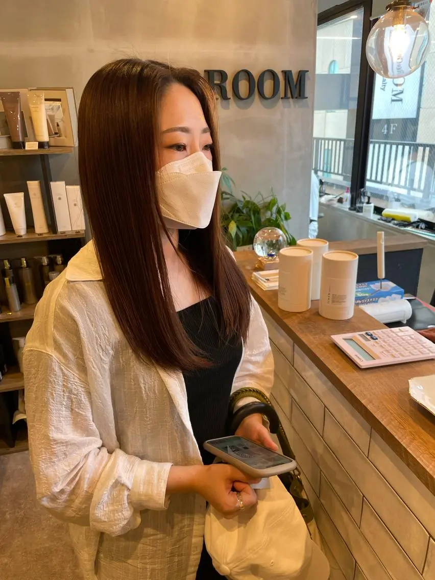 セミロング カット ヘアカラー トリートメント S.BROOM なんばTAKUYAのヘアスタイル