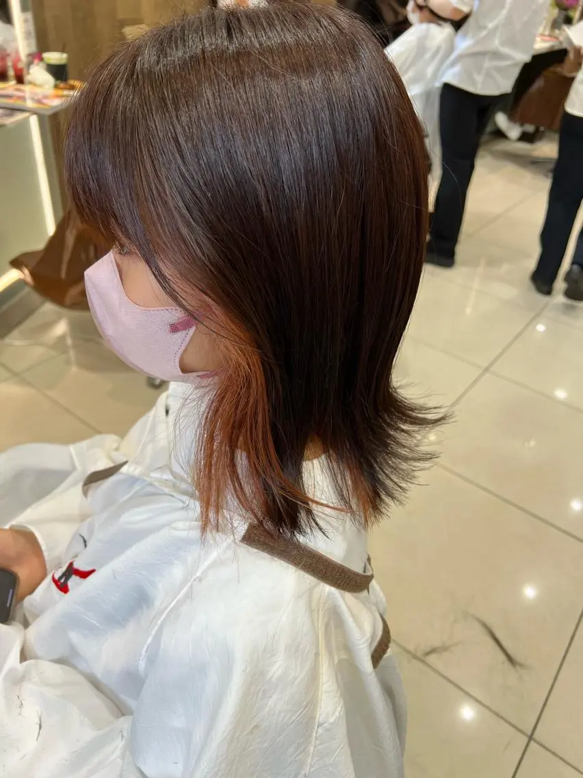 ミディアム カラー オレンジ ✨髪質改善矯正× ブリーチ✨YU-KIのヘアスタイル