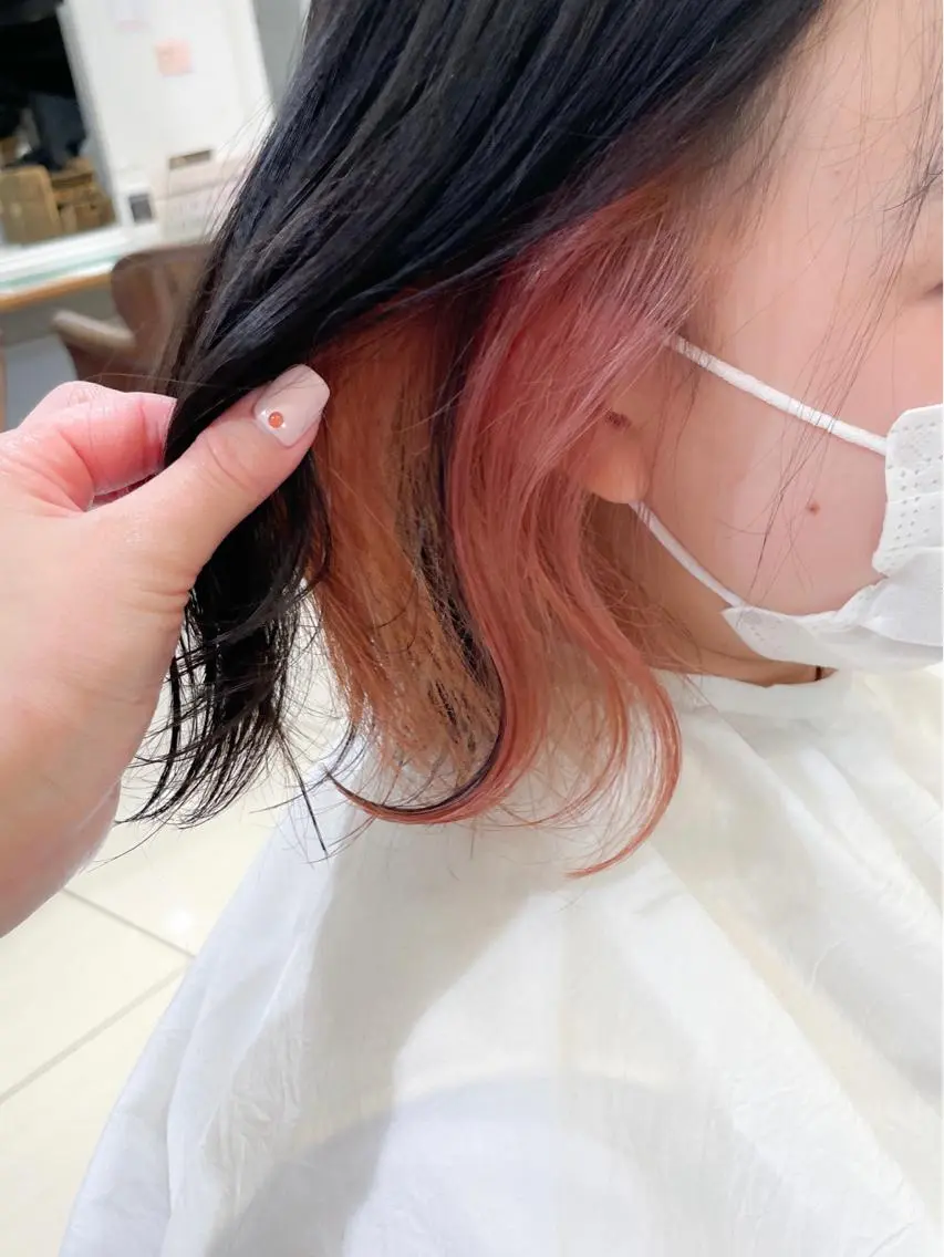ミディアム カラー インナーカラー ピンクカラー ボブ ヘアカラー ✨カラー支持No.1 🧸ワキ カナコ🧸のヘアスタイル