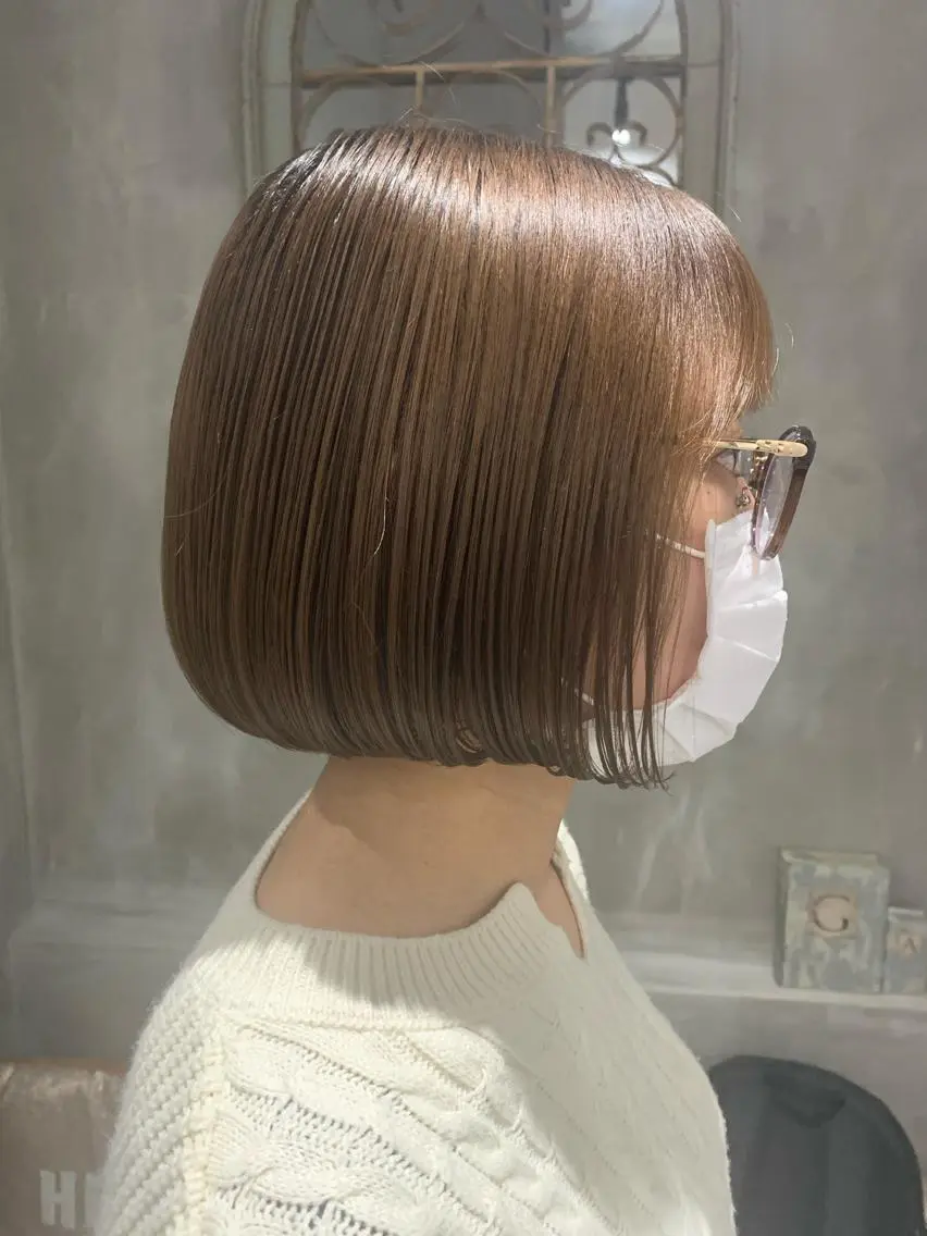 ショート カラー ヘアアレンジ カット kei🤎ベージュ /透明感カラー/博多のヘアスタイル