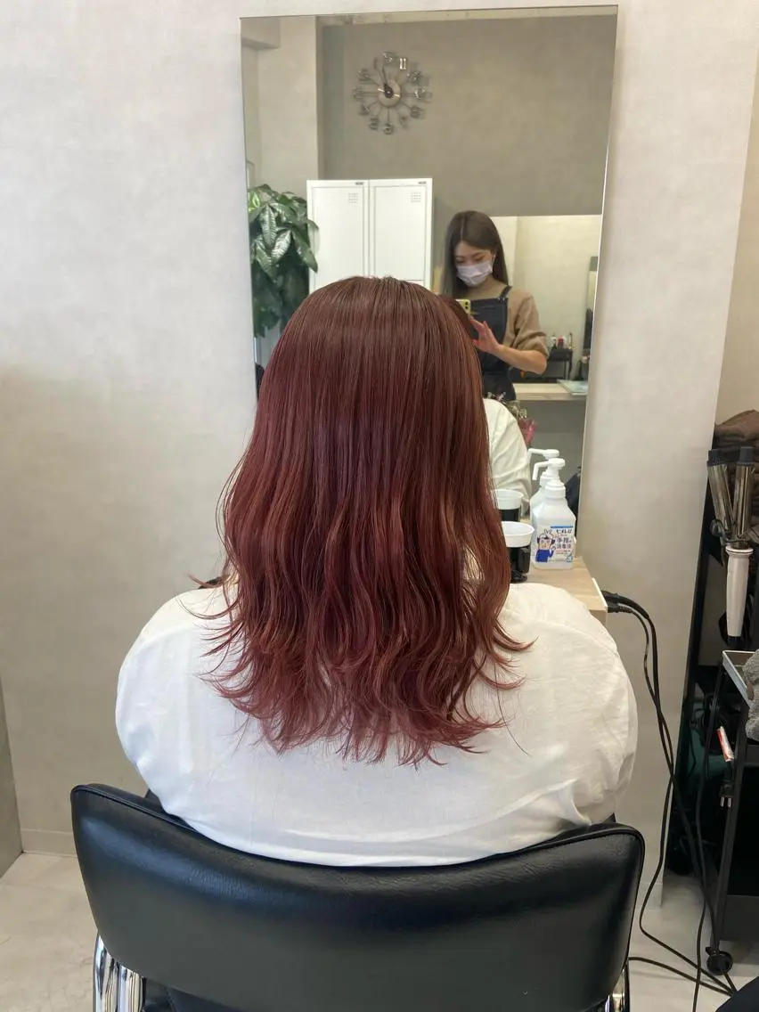 セミロング カラー カット 縮毛矯正 トリートメント 川本 あゆのヘアスタイル