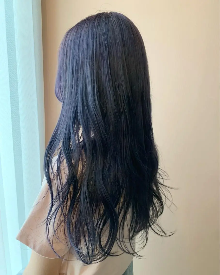 ロング カラー ブリーチ ブルーカラー ブルーラベンダー ラベンダーカラー カット ヘアカラー トリートメント hubhair レイヤー/透明感のヘアスタイル