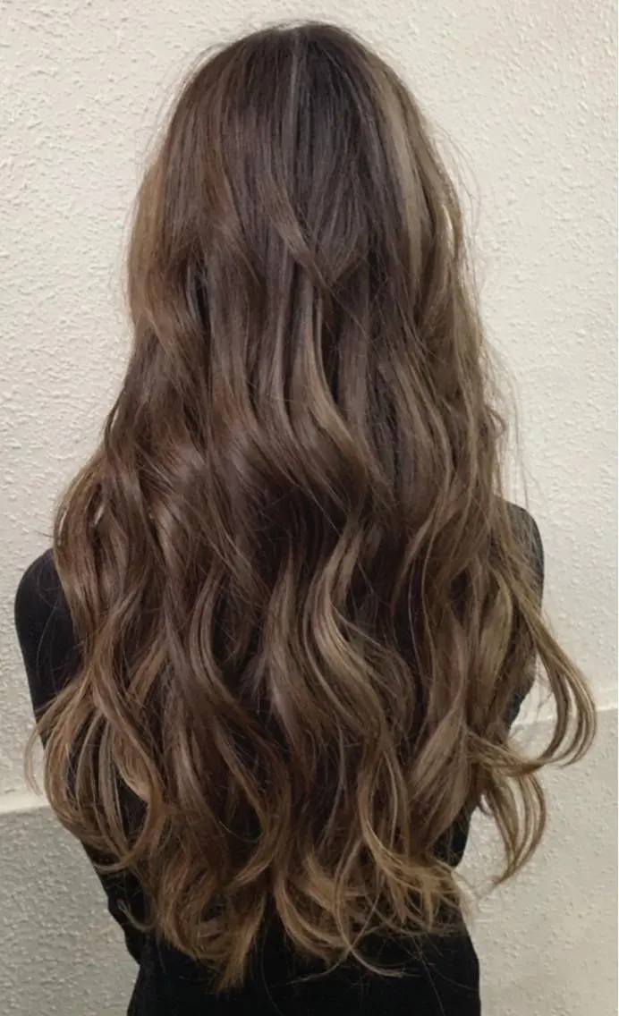 ロング カラー アッシュ バレイヤージュ ブリーチ デザインカラー グレージュ カット ヘアカラー トリートメント 京都大人女性ショート 徒歩1分/秋山のヘアスタイル