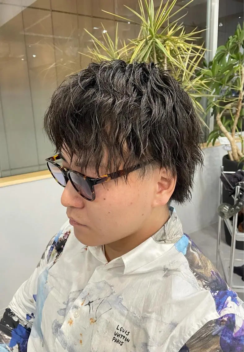 パーマ メンズ カット パーマ レイヤーカット 西村あきやのヘアスタイル