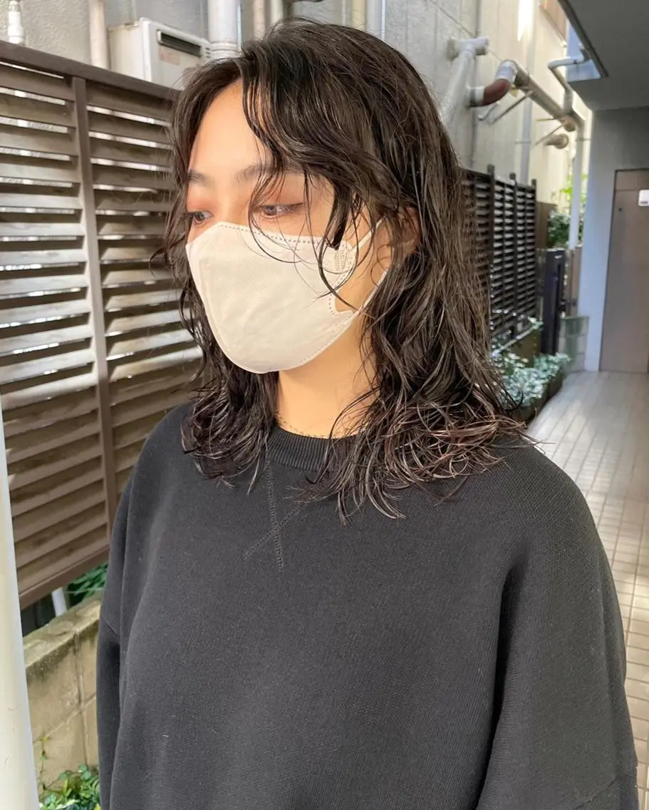 ショート カラー パーマ 切りっぱなしボブ 前下がりボブ ショートボブ 黒髪 デザインカラー 髪質改善 縮毛矯正/ レイヤー/銀座/本木のヘアスタイル