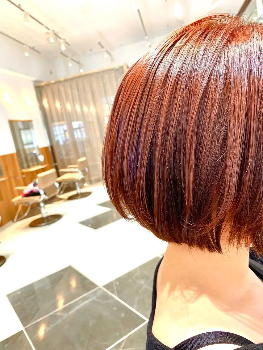 ショート カラー レッドカラー ボブ カット ヘアカラー トリートメント 谷合 貴志のヘアスタイル