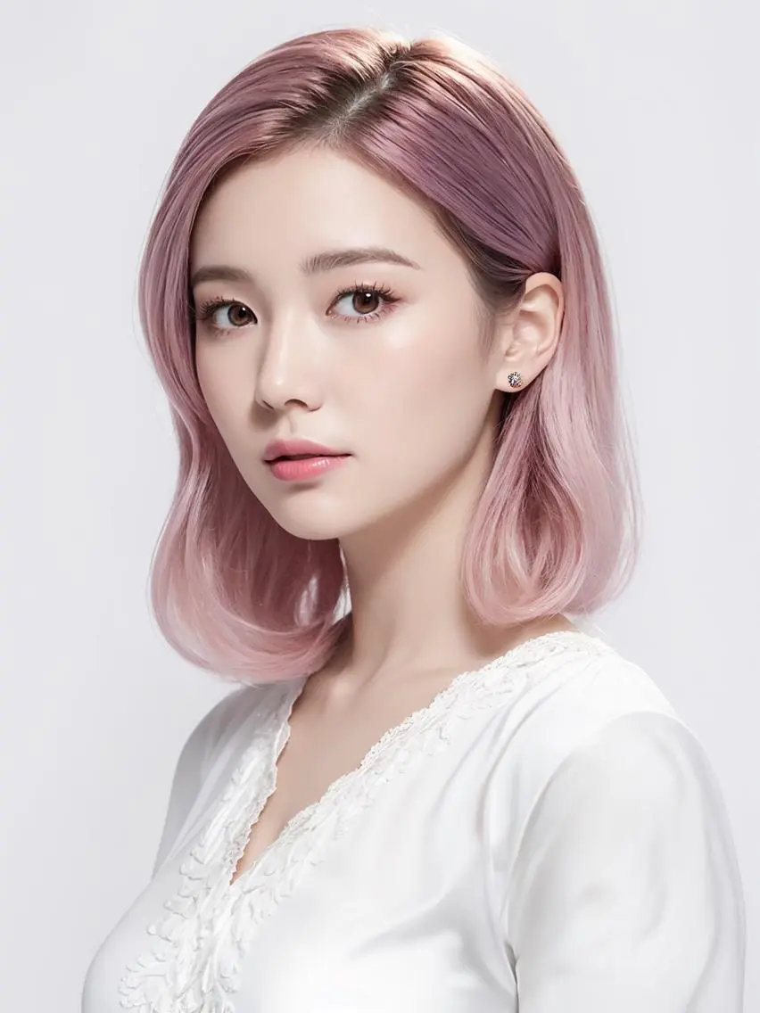 ミディアム アッシュ 韓国風ヘア 縮毛矯正 【公式】amble luxe 中野のヘアスタイル