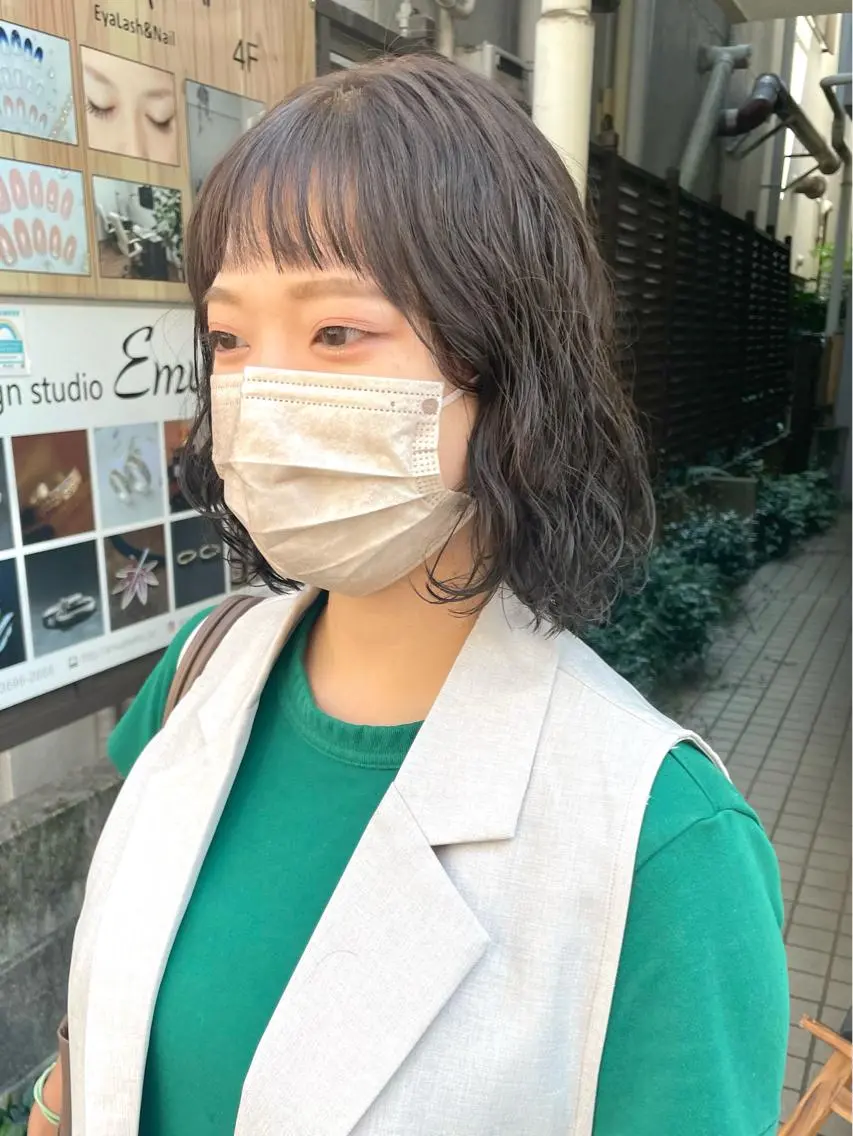 ミディアム パーマ 髪質改善 縮毛矯正/ レイヤー/銀座/本木のヘアスタイル