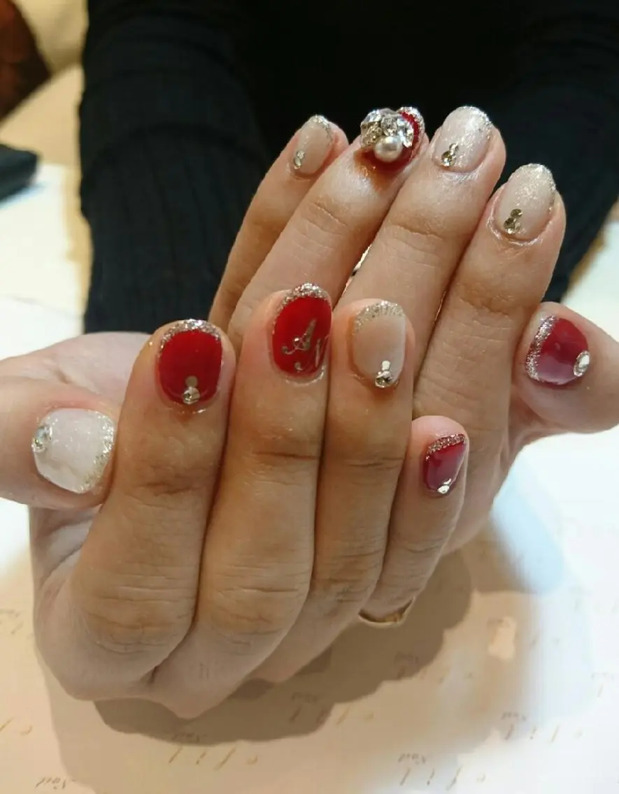 ネイル 持ち込み ストーンネイル みー shakushiroのネイルデザイン