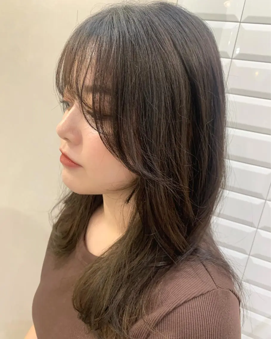 セミロング 韓国風ヘア カット トリートメント hubhair レイヤー/透明感のヘアスタイル