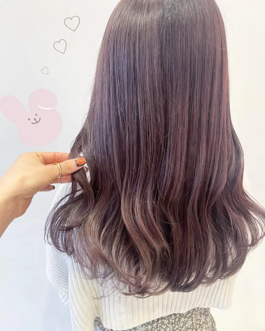 セミロング カラー ブラウンカラー ラベンダーカラー ラベンダーブラウン 新宿駅近♡個室 ♡関口三都季🌜のヘアスタイル