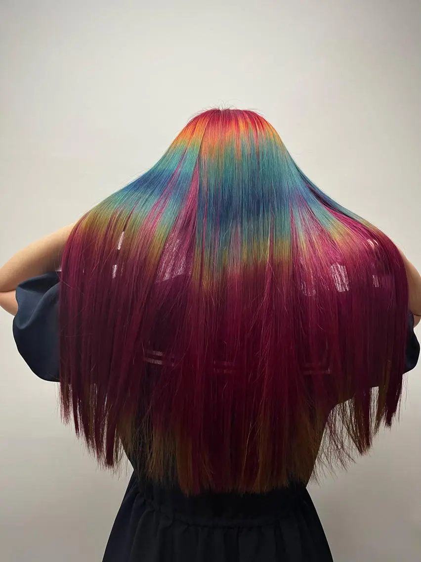 セミロング セミロングパーマ ハイライト レイヤーカット 縮毛矯正 刈り上げ Koichi Satoのヘアスタイル