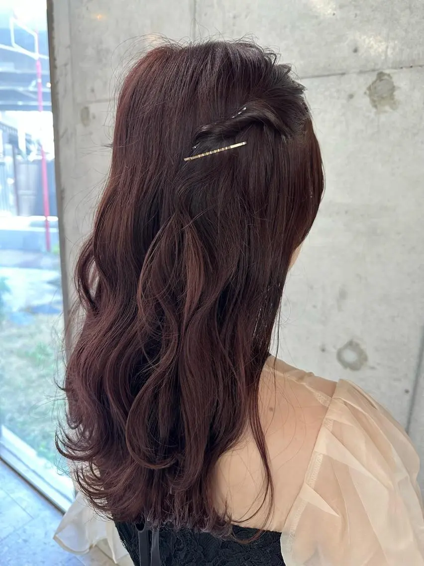 ロング ヘアアレンジ 成人式 ハーフアップ ポニーテール 結婚式・ブライダル くびれヘア 🎀ヘアセット/艶髪 /はやしほのか🎀のヘアスタイル