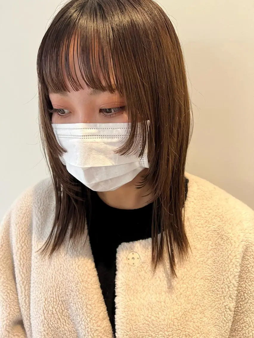 ミディアム カラー 顔まわりレイヤー 韓国風ヘア レイヤーカット ウルフカット カット MARU パーマ/レイヤーのヘアスタイル