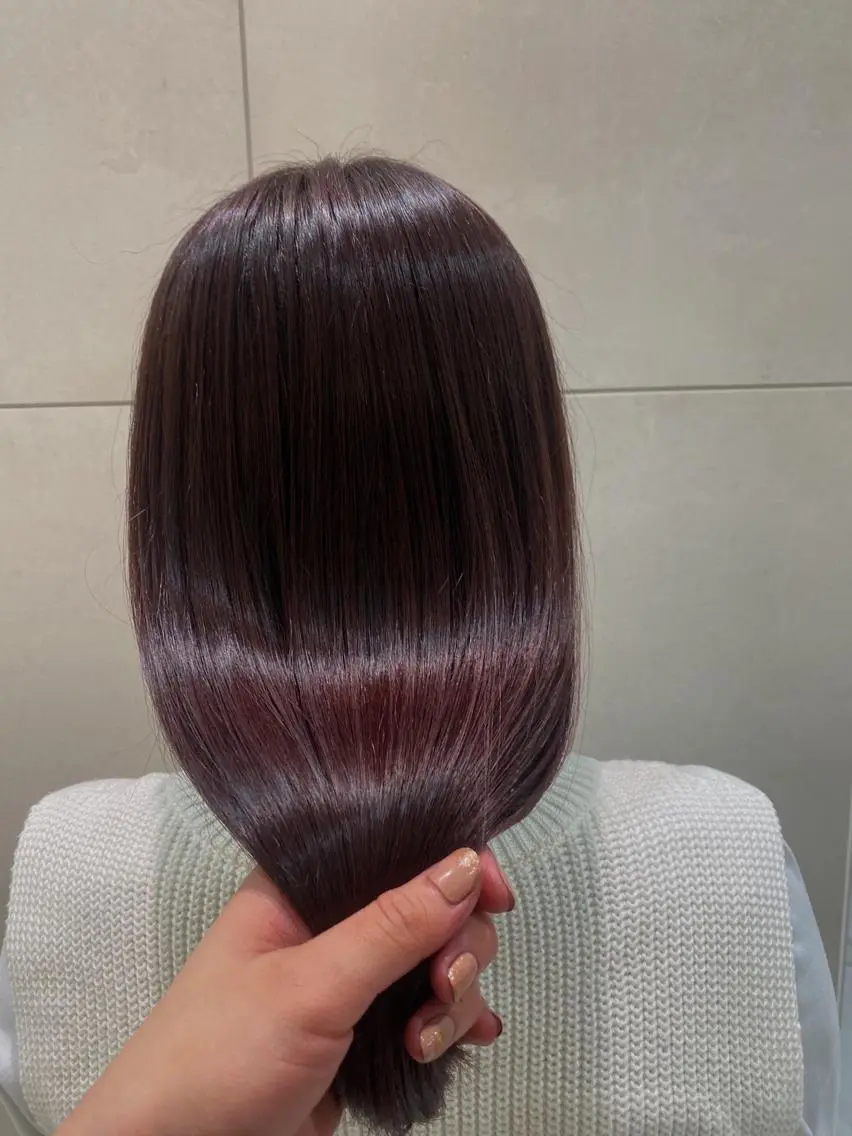 ロング カラー ピンクカラー ピンクパープル パープルカラー 透明感カラー 天羅のヘアスタイル