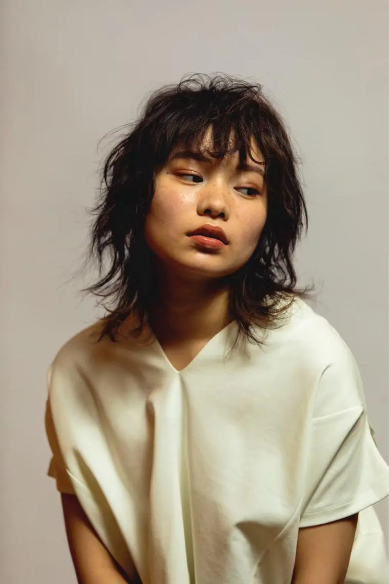 ミディアム カラー パーマ ヘアアレンジ メンズ キッズ ネイル マツエク・マツパ メンズウルフカット アディクシーカラー 透明感カラー ボブ ウルフカット 藤井 仁紀のヘアスタイル