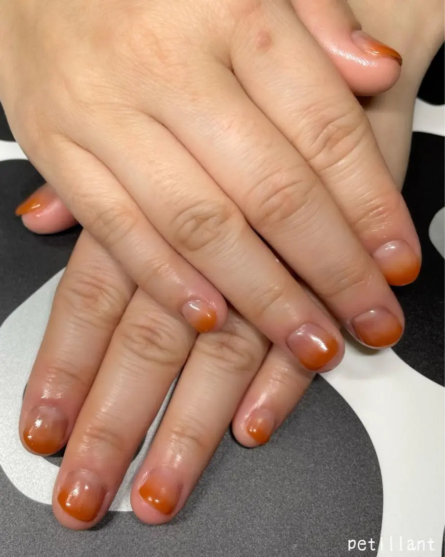 ネイル ジェルネイル グラデーション オレンジ nail salon petillantのネイルデザイン