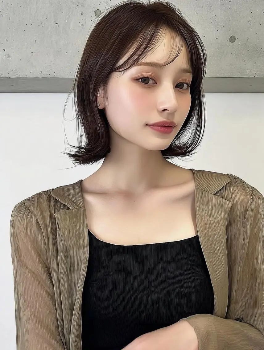 ミディアム カット ヘアカラー トリートメント 青木 りおのヘアスタイル