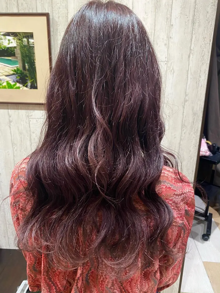 ロング カラー ブリーチ グラデーションカラー ピンクカラー バイオレットカラー ヘアカラー トリートメント 🦋店長🦋 ほんさわ みずきのヘアスタイル