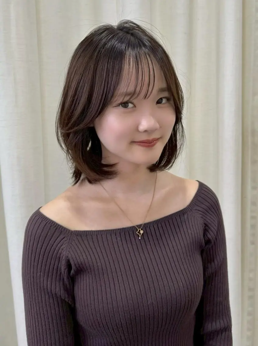 ミディアム ボブ レイヤーカット カット ヘアカラー トリートメント 韓国ヘア/レイヤー /髪質改善🦋イブキのヘアスタイル