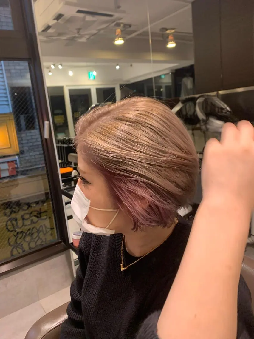 ショート カラー ベージュカラー ピンクカラー 💎透明感カラー Sarina💎のヘアスタイル
