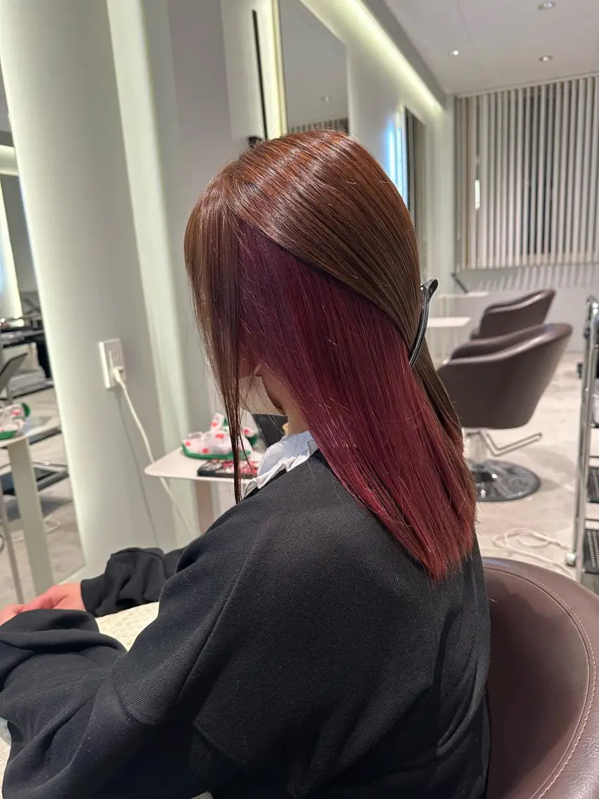 ミディアム カラー 髪質改善ストレート 中林優太のヘアスタイル