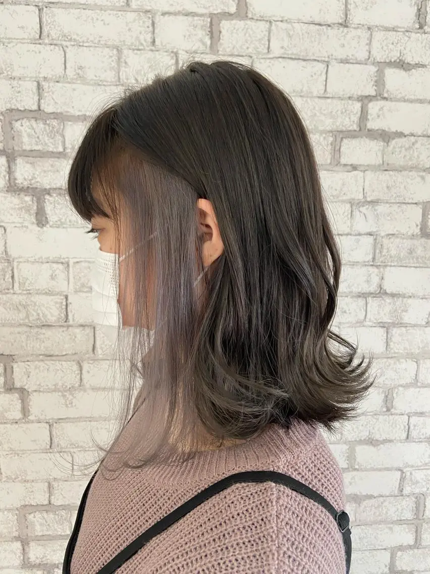 ミディアム ヘアカラー 透明感カラー 松田晃代のヘアスタイル