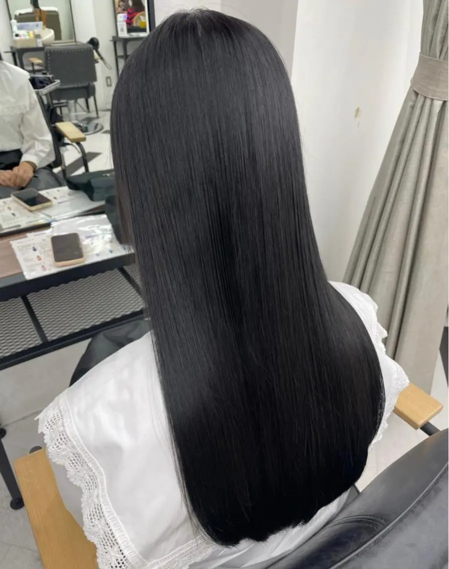 ショート カラー パーマ ヘアアレンジ メンズ キッズ ネイル マツエク・マツパ アイブロウ 黒髪 ナチュラルブラック ナチュラル mona/ ストレートスタイル✨のヘアスタイル