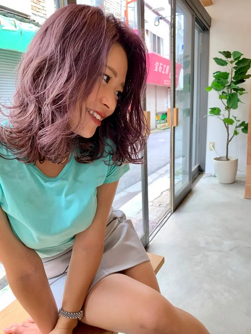 セミロング カラー ブリーチ ケアブリーチ ヘアカラー 中嶋 【ナカジマ】のヘアスタイル