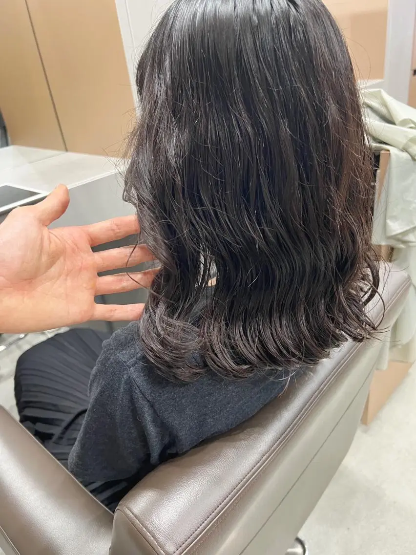 ミディアム パーマ カット パーマ トリートメント ボブパーマコテ巻き風 パーマNo1深江秀平のヘアスタイル