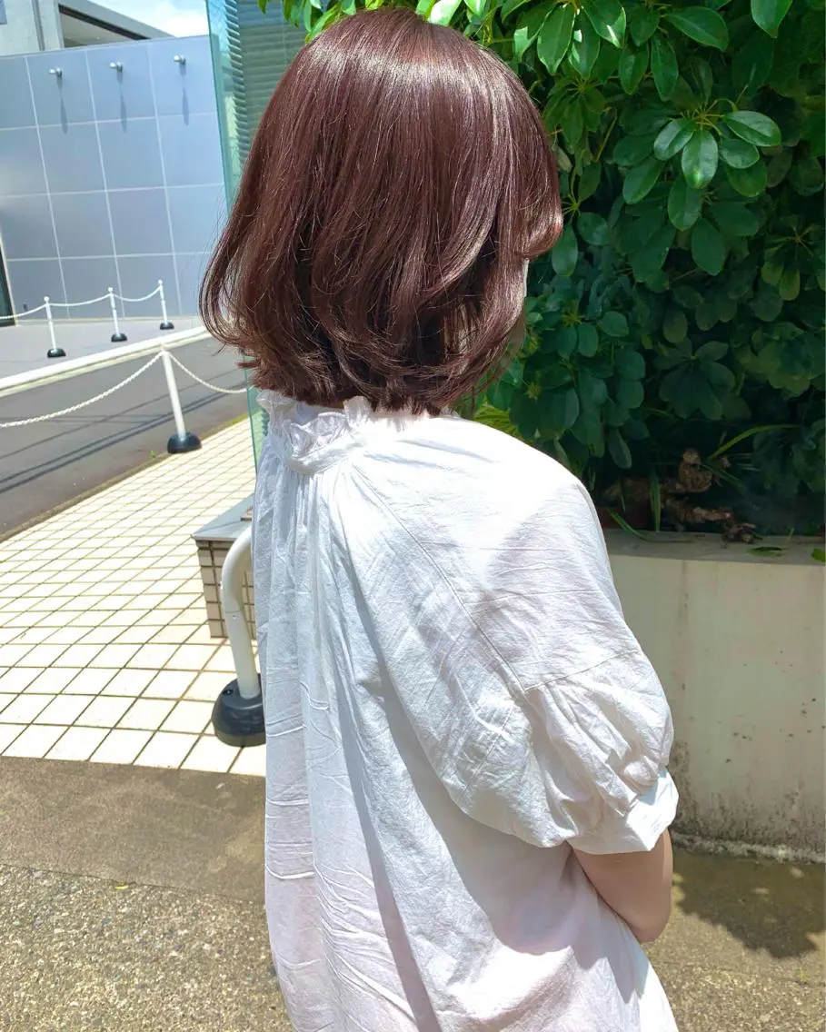 ショート カラー レッドカラー 柔らかブラウン/顔周 りレイヤー♡ユウシのヘアスタイル