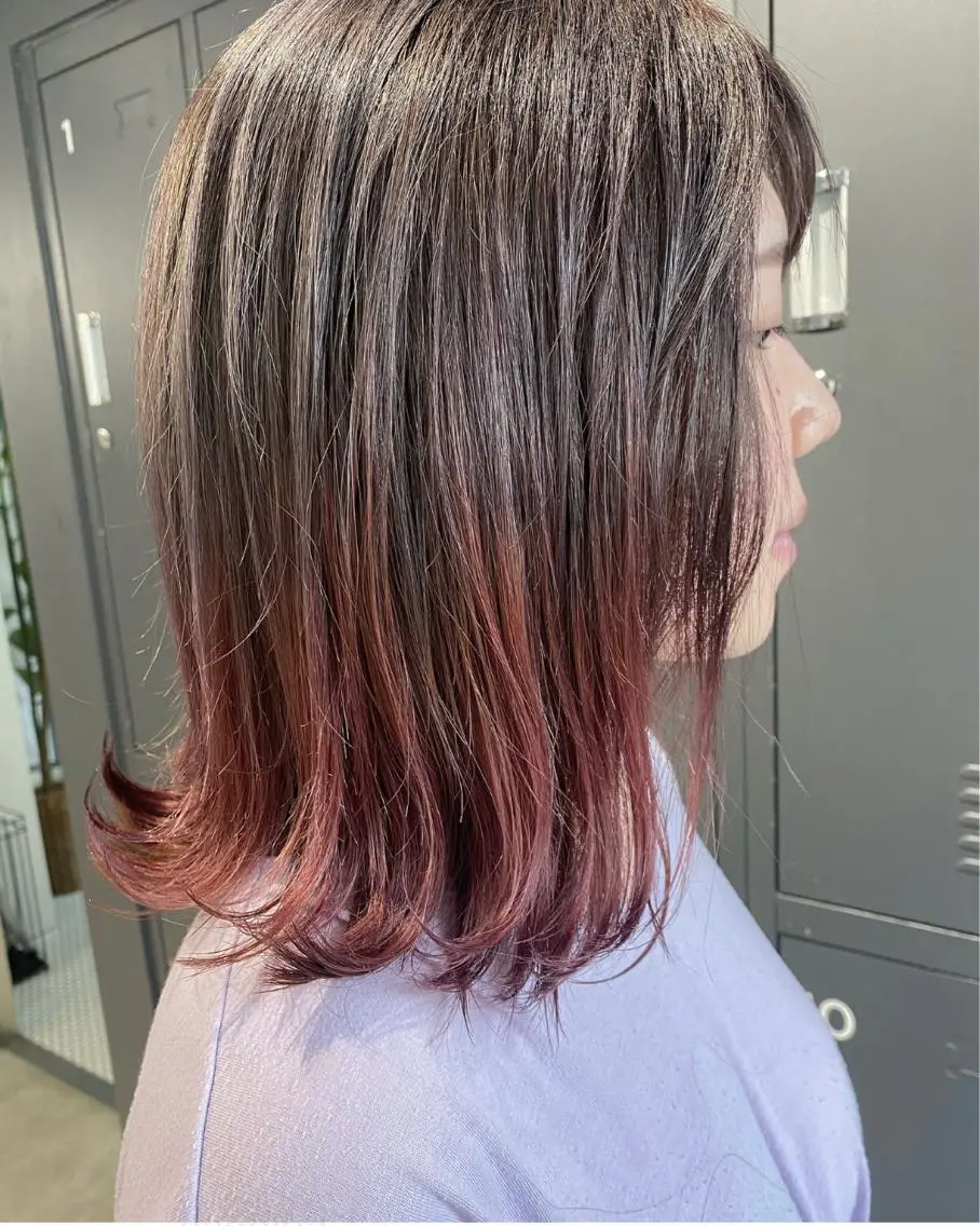ミディアム カラー ヘアアレンジ グラデーションカラー ピンクカラー La.miu 八王子のヘアスタイル