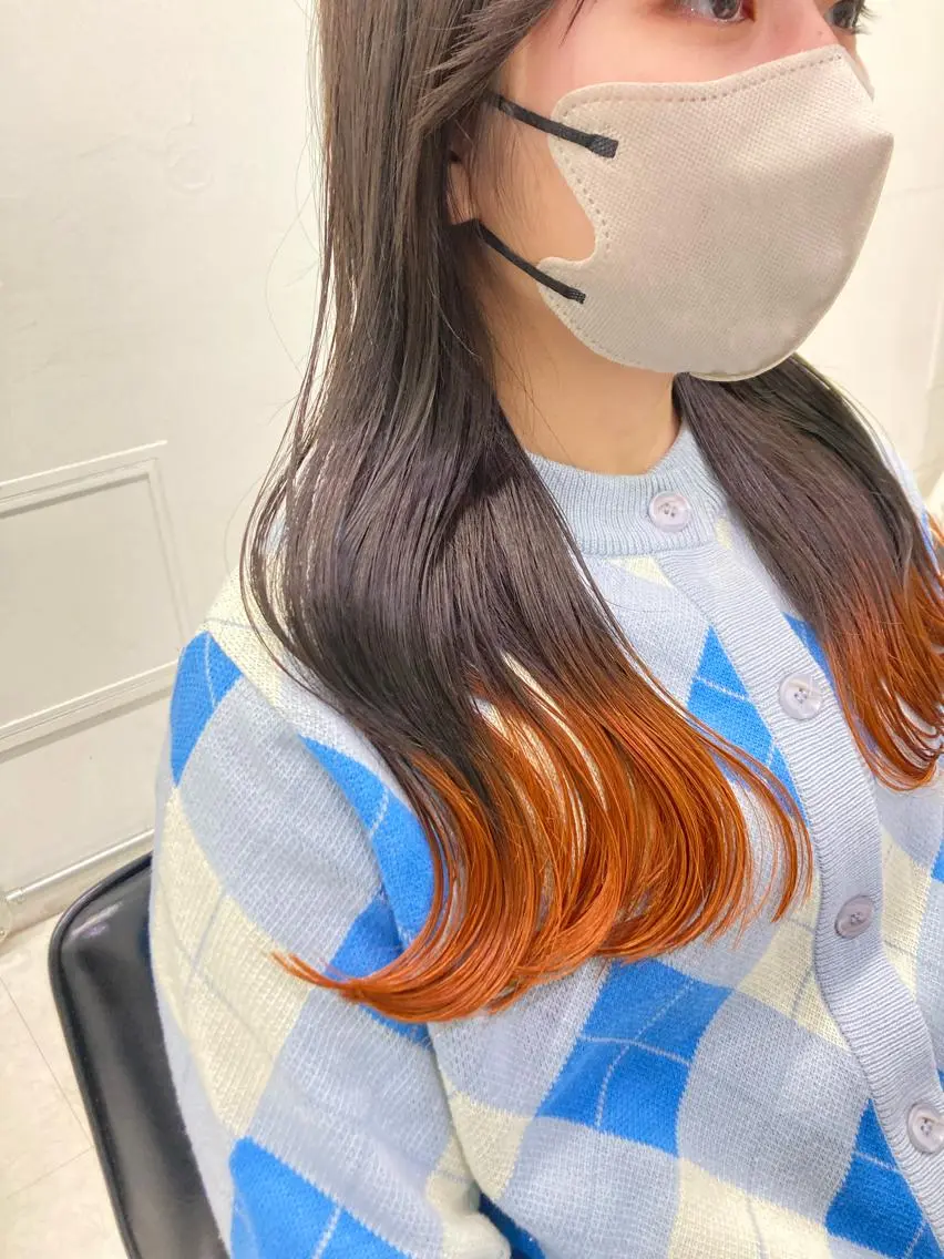 ロング カラー ヘアカラー トリートメント ヘッドスパ ヘアセット 💖ブリーチなし透明 感💖ASAHIのヘアスタイル