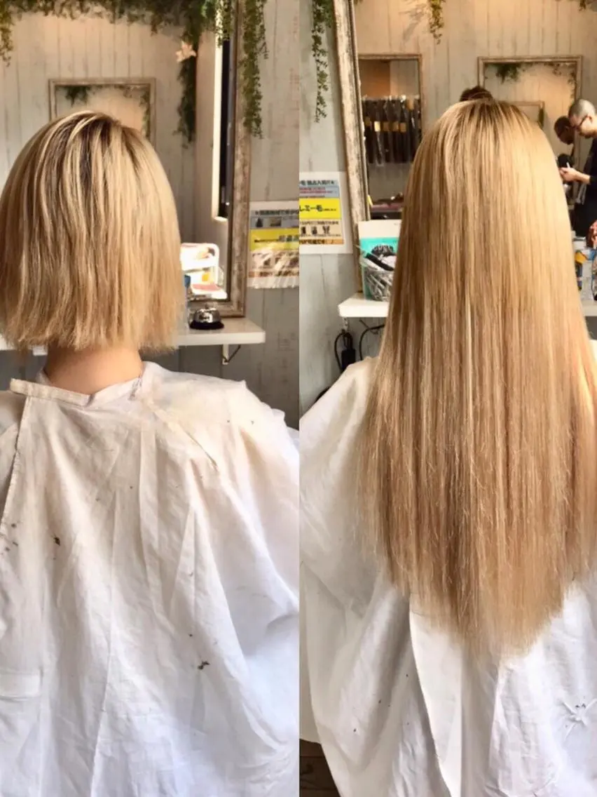 ロング カラー ヘアアレンジ 大阪レミーエクステ チビ編み込みのヘアスタイル