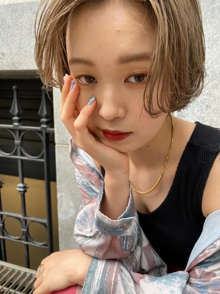 ショート カラー パーマ ヘアアレンジ ✨艶髪✨ 奈須晴香のヘアスタイル