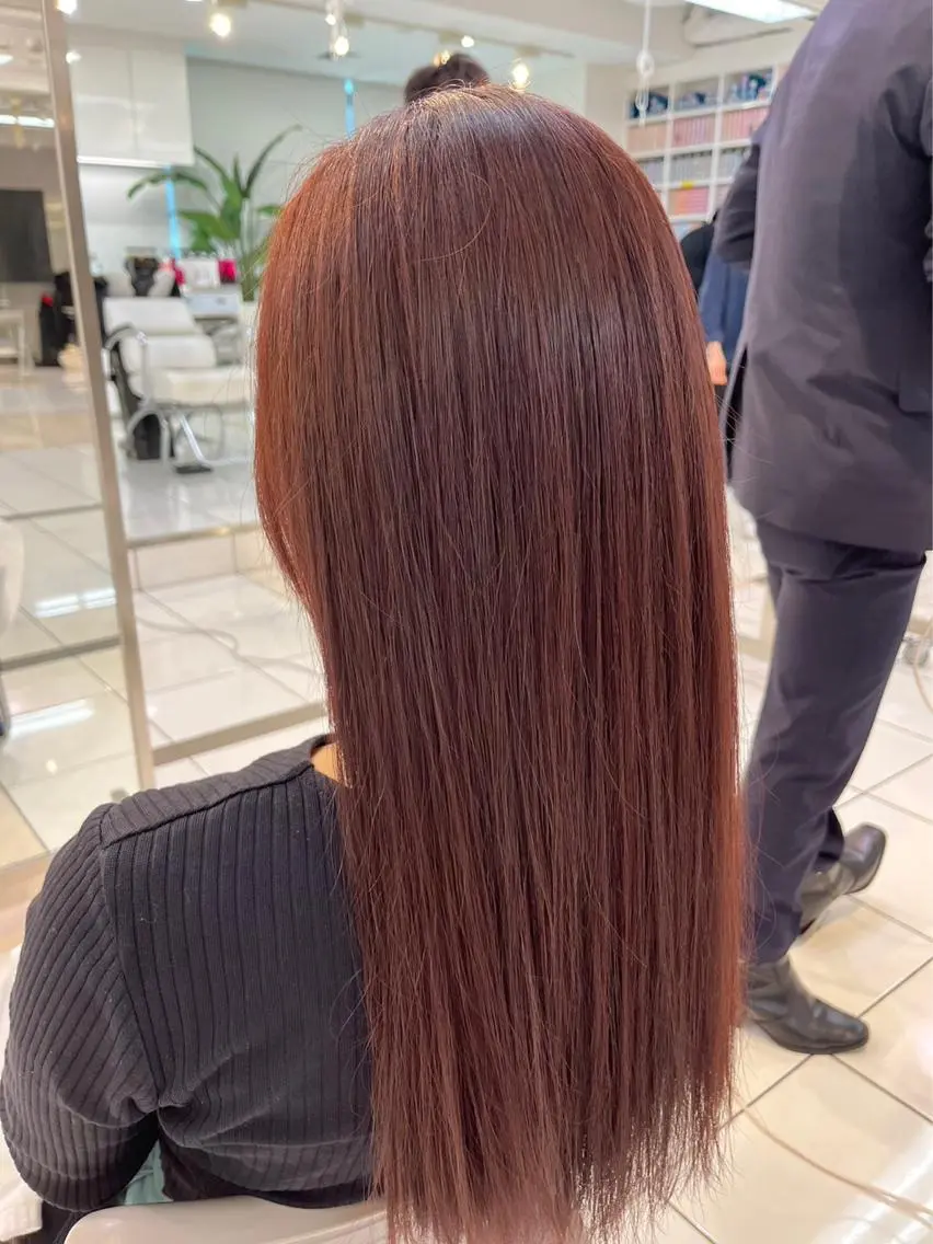 ロング カラー ブラウンカラー ピンクカラー ピンクブラウン トリートメント 真野 じゅんなのヘアスタイル
