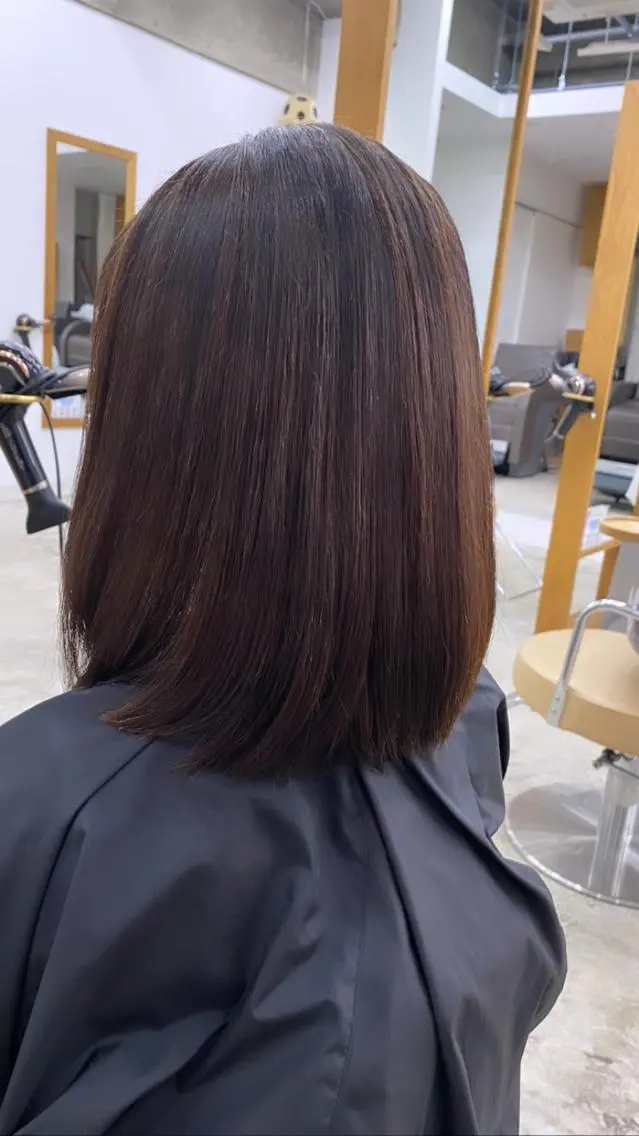 ミディアム パーマ 縮毛矯正 KVELL ユナのヘアスタイル