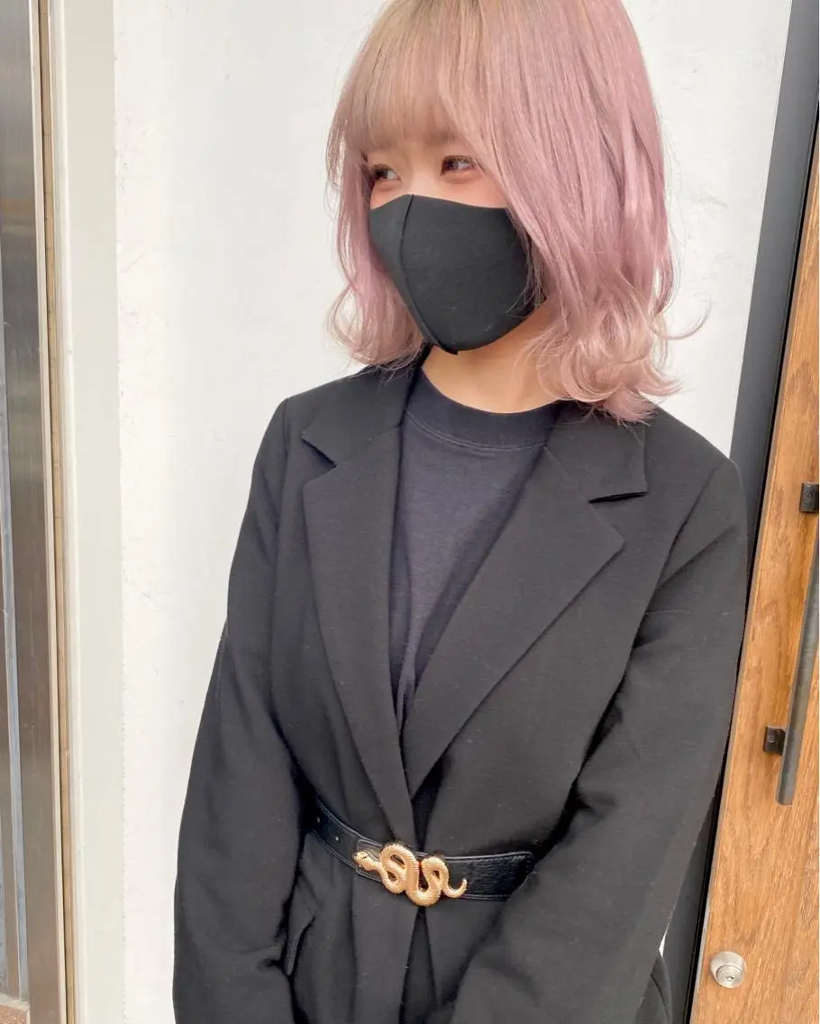 ミディアム カラー ブリーチ カット ヘアカラー トリートメント MR.GOOD MORNINGフジイのヘアスタイル