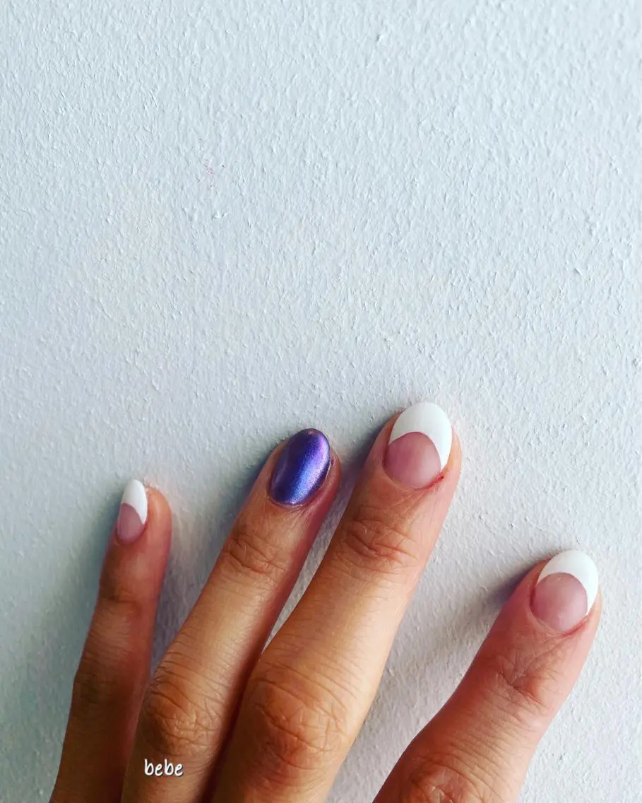 ネイル フレンチネイル マットネイル ミラーネイル パープル Ann nailのネイルデザイン