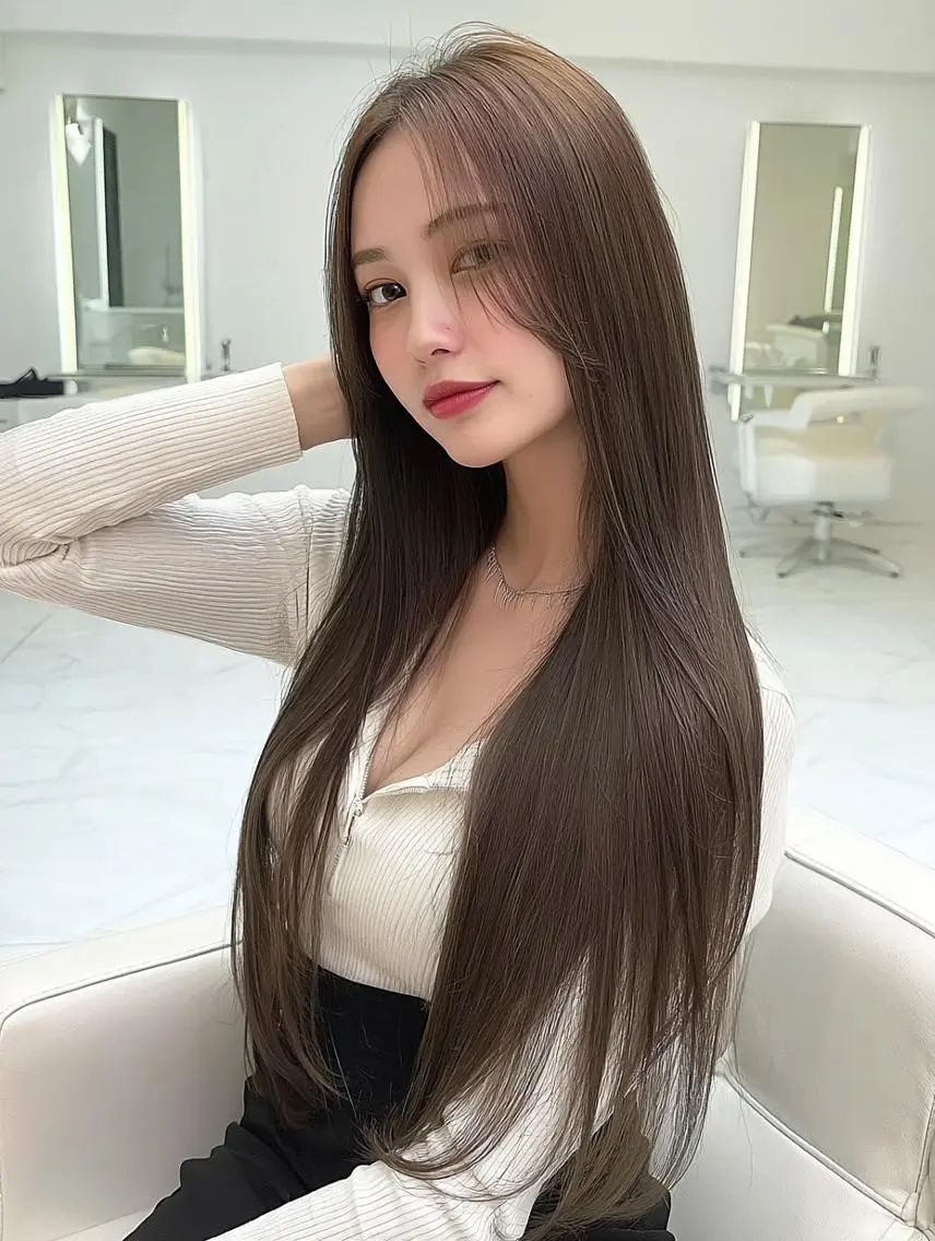 セミロング 顔周りカット 髪質改善 韓国風ヘア レイヤーカット カット 縮毛矯正 FOCUS JAPAN2のヘアスタイル