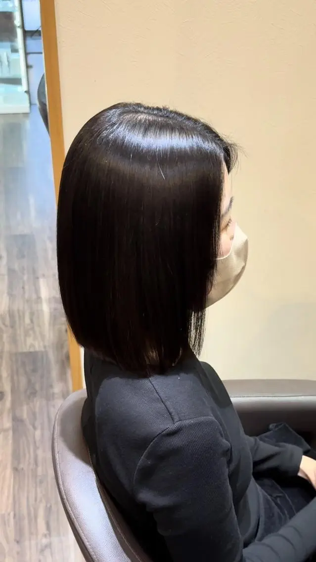 ミディアム ボブ 伸ばしかけ 縮毛矯正 縮毛矯正 トリートメント 作田 洋介のヘアスタイル