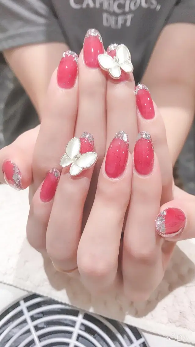 ネイル カジュアル フレンチネイル ガラスフレンチ Nyanco Nailのネイルデザイン
