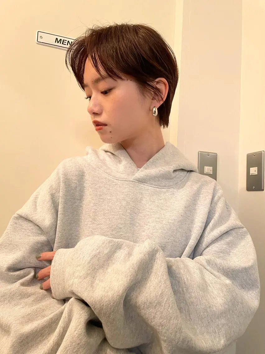 ショート ハンサムショート かきあげバング ショートヘア コスメパーマ 佐藤　諒のヘアスタイル