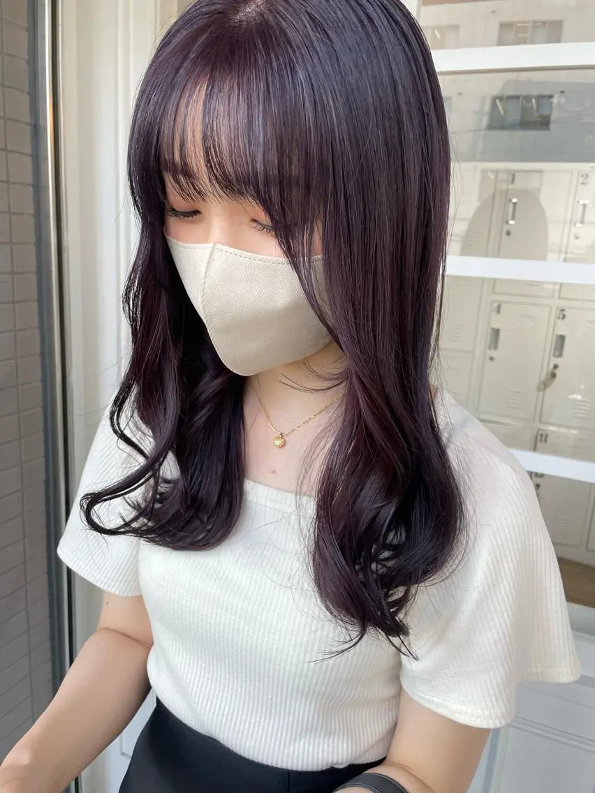 ロング カラー ヘアアレンジ ブリーチ ラベンダーカラー カット トリートメント 酸性縮毛矯正 梅田茶屋町 Juriのヘアスタイル