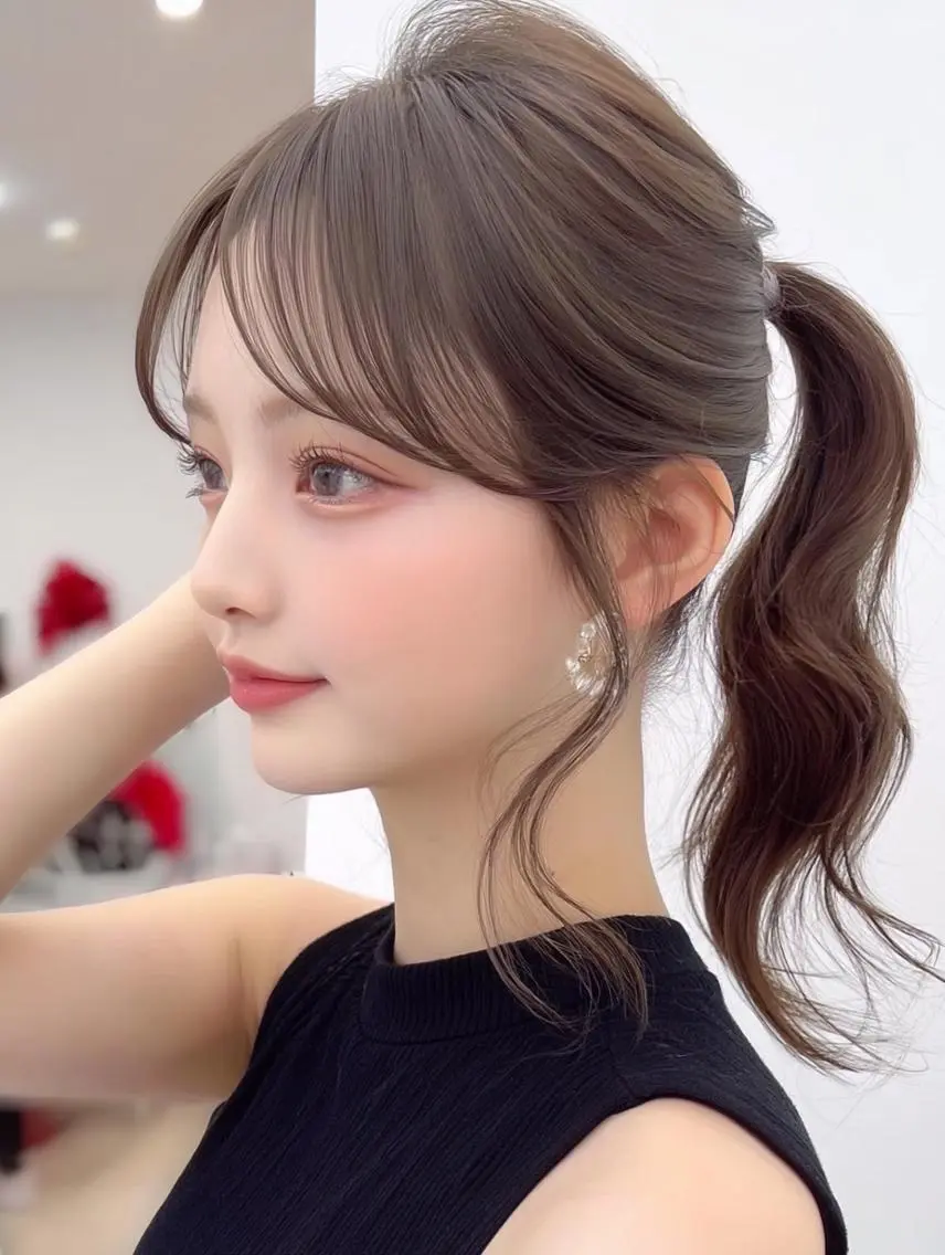 ロング 顔周りカット 髪質改善 韓国風ヘア レイヤーカット カット ヘアカラー FOCUS JAPAN2のヘアスタイル