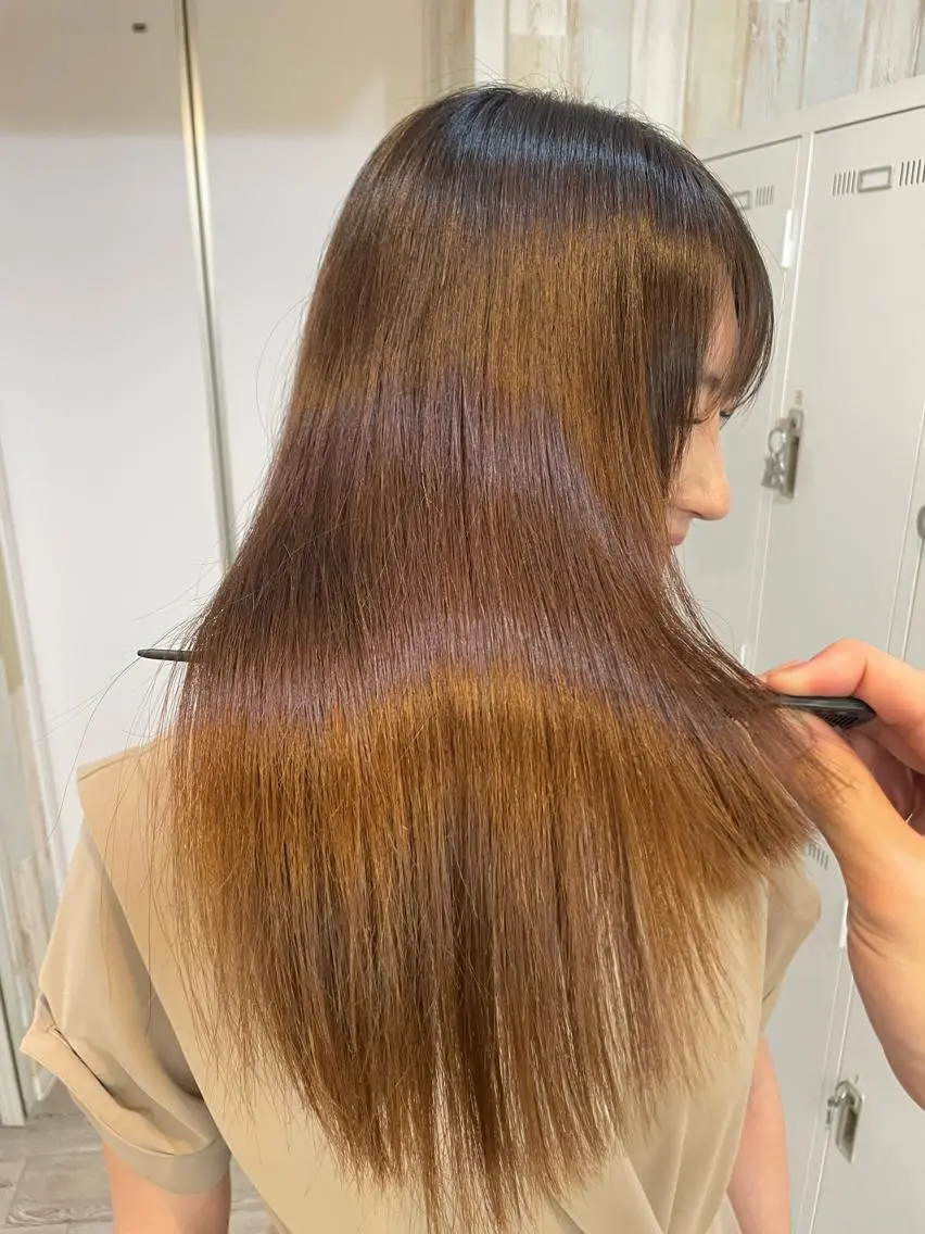 ロング カラー 髪質改善 トリートメント カット 縮毛矯正 HIKARU副店長/ ✨️髪質改善のヘアスタイル