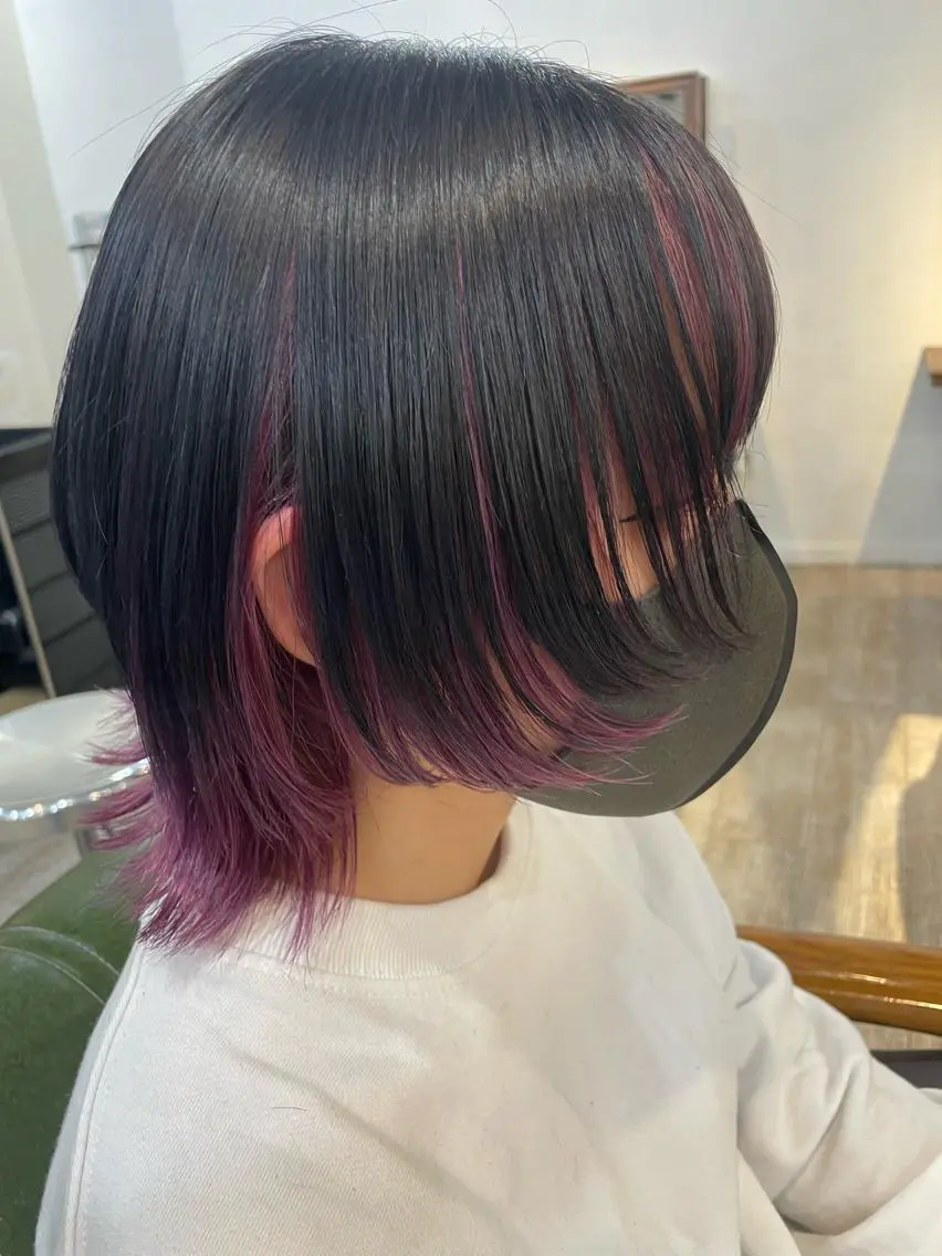 ミディアム ウルフカット ヘアカラー トリートメント ウルフカット/ボブ りなのヘアスタイル