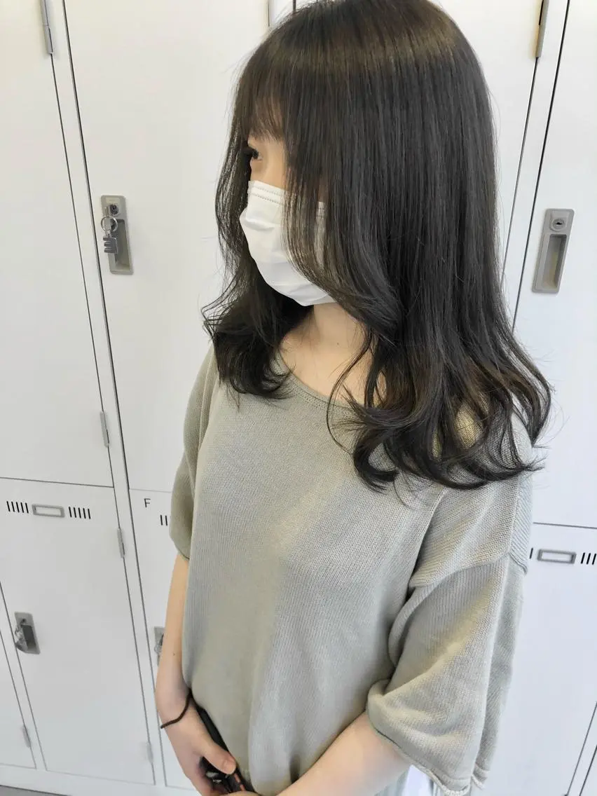 セミロング カラー グレージュ カーキグレージュ 韓国風ヘア Saori / ボブ /顔周り/カラー🎀のヘアスタイル