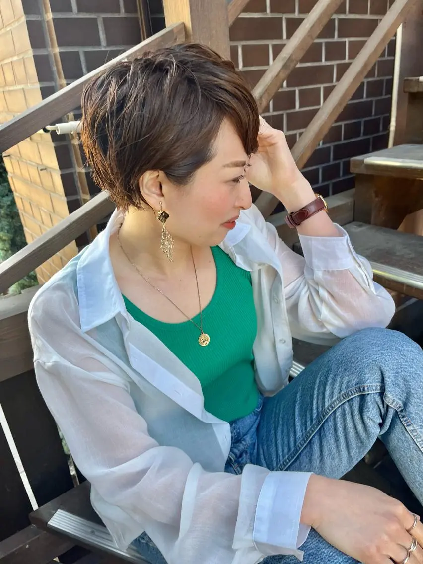 ショート カラー イルミナカラー ヘアカラー ママ美容師 ＊ヒマワリのヘアスタイル